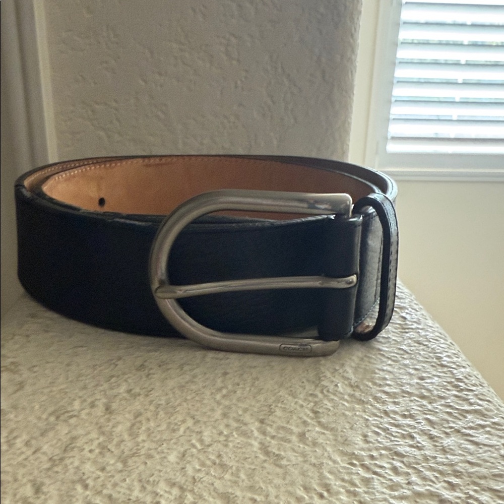 Coach Men's Black Leather Belt